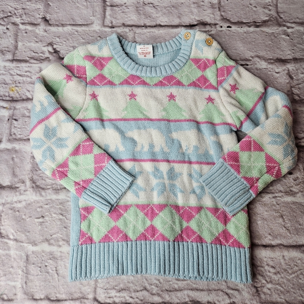 Holiday time girls christmas winter sweater 4t polar bear christmas tree 🎄